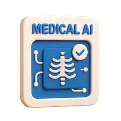 3d icon of medical ai xray with checkmark isolated on transparent background