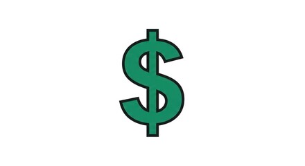 Green Dollar Sign Currency Symbol on White Background