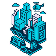 Metaverse and NFT concept vector illustration with crypto and digital world elements