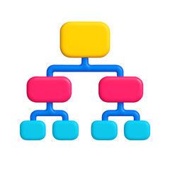 3d icon of colorful flowchart diagram isolated on transparent background
