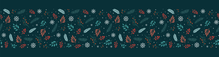 Fototapeta na wymiar Beautiful christmas doodles seamless pattern - hand drawn and detailed, great for christmas textiles, banners, wrappers, wallpapers - vector surface design
