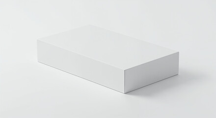 Fototapeta premium Closed White Rectangular Box on White Background cardboard