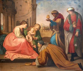 Selbstklebende Fototapeten Jesus Christus SALERNO, ITALY - OCTOBER 6, 2025: The painting of Three Magi in the Cathedral by Chioacchino Vitelli (1824).  © Renáta Sedmáková