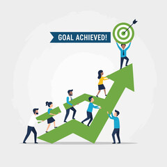 Teamwork and collaboration leading to business success and goal achievement.