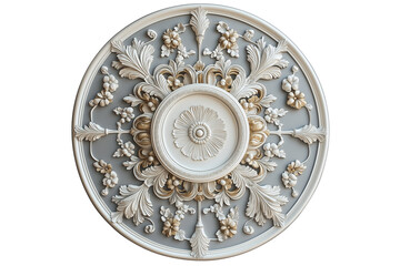 Elegant Floral Ceiling Medallion 3D Clipart Isolated on Transparent Background 