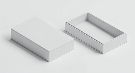 White Rectangular Box with Lid Separate on White Background gift open