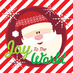 Christmas card with santa and joy to the world