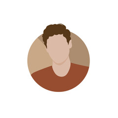 Minimalist Curly Male Avatar Vector Illustration
