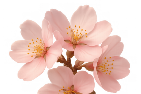 Pink cherry blossoms blooming on a branch in spring, symbolizing fresh beginnings and nature revival, transparent background