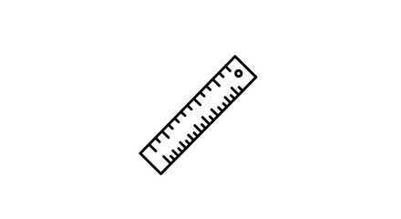 Simple black and white ruler icon with measurement markings