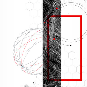 Abstract art background. Modern science or technology art elements. Wireframe surface illustration.