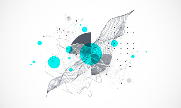 Abstract wireframe background. Modern science or technology art elements. Surface illustration.