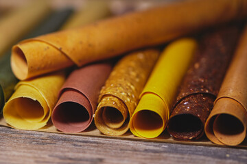 Sugar-free pastillas, frips, fruit chips. High quality photo