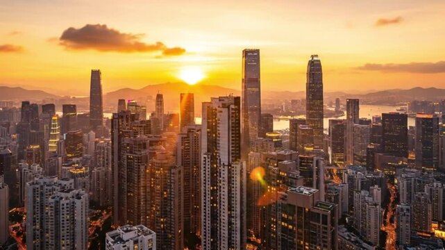 &ldquo;Cinematic Aerial Orbit of Modern City Skyline at Sunset | 4K Drone Footage&rdquo;