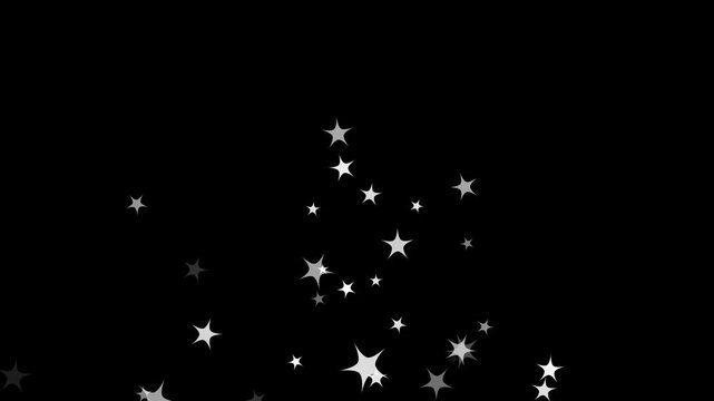 Christmas sparkle animation, Twinkling stars animation showing cartoon white sparkles blinking softly on black screen. Flat vector doodle style gives a cosmic or milky way night sky glow. 4K video