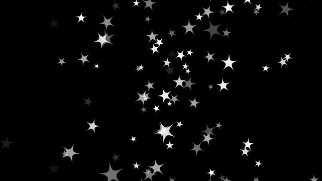 Christmas sparkle animation, Twinkling stars animation showing cartoon white sparkles blinking softly on black screen. Flat vector doodle style gives a cosmic or milky way night sky glow. 4K video