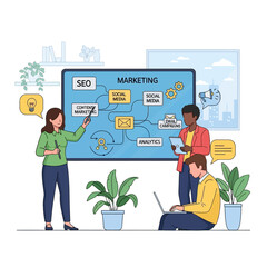 Marketing Team Collaboration on SEO Strategy and Analytics.