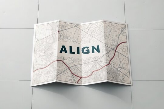 Folded Paper Map With the Word Align Conceptually Displayed