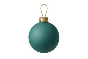 Teal matte christmas bauble with golden hanger, holiday ornament for festive celebration decor, transparent background