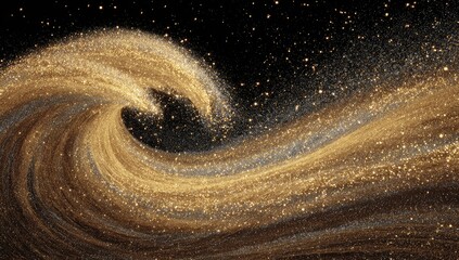Golden Spiral Galaxy Wave in Space.