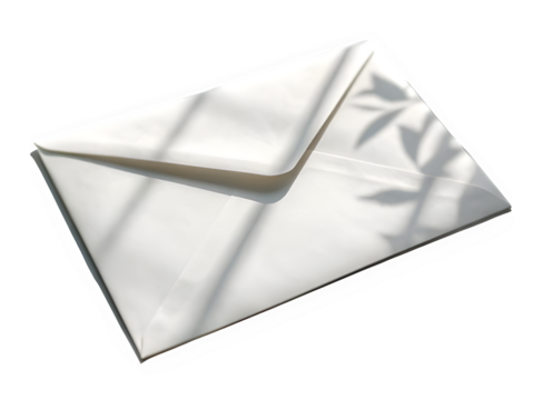 Elegant white envelope casting subtle leaf shadows, ready for your important correspondence and professional mailings