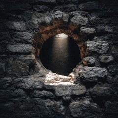 Mysterious Stone Archway with Glimmering Light.