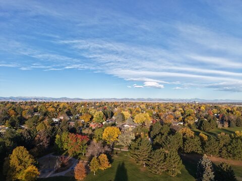 Breath-taking sunrise view of a Colorado town in fall season