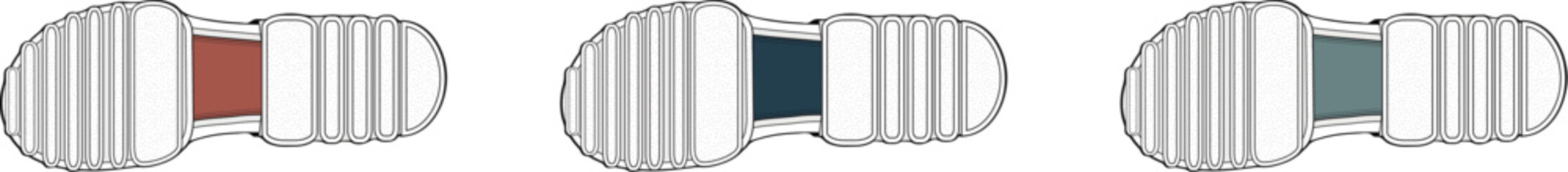 Graphic illustration set of colorful space boot footprints, isolated icons symbolizing the journey and exploration of new worlds