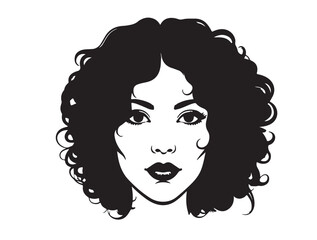 Girl face beauty image in silhouette white background.