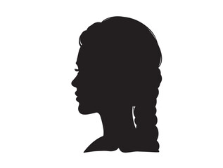 Girl face beauty image in silhouette white background.