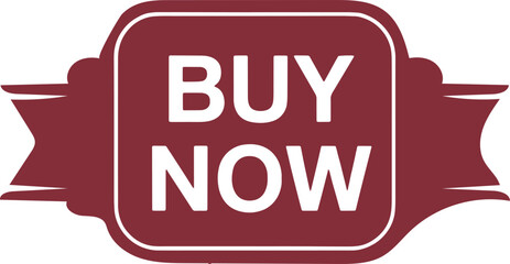 Modern buy now badge design with bold text and banner ribbon style perfect for online shop sale offer
