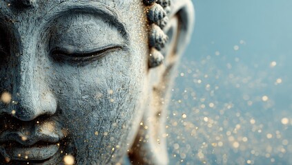 Peaceful Buddha Statue, Spiritual Calmness, Meditation, Ancient Wisdom, Tranquil Image, Zen Focus.
