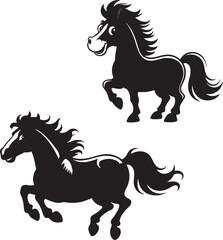 Running horses silhouette illustration elegant black stallion design vector artwork symbol of power freedom and grace in motion