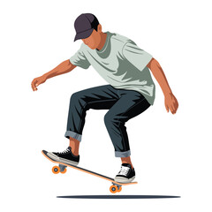 Obraz premium Bold Flat Skateboarding Vector Illustration.