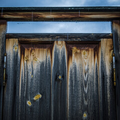 Old Wooden Entrance with Detailed Ironwork