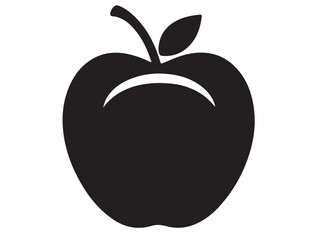 Apple icon in silhouette white background.