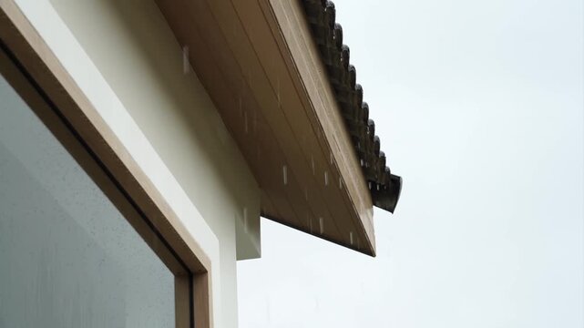 a rain drop from the roof