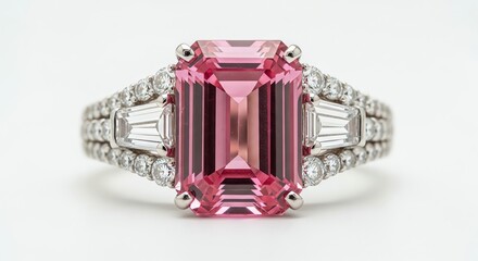 Pink gemstone ring with diamond accents