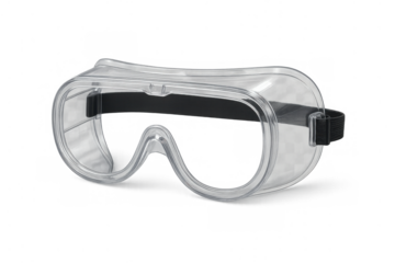 Safety goggles for eye protection, personal protective equipment, transparent clear plastic eyewear for work safety and laboratory use