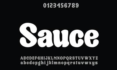 Sauce Tomato vector font alphabet with numbers