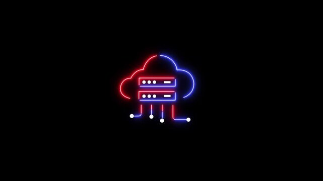 Cloud technology concept for data management system, online database storage, networking and internet service. Information system for business. Animated cloud computing icon on transparent
