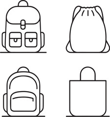 Backpack Designs  Schoolbag, Gym Bag, Laptop Backpack, and Tote  Black and White Vector Illustration.eps