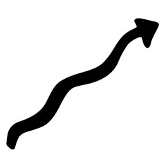 Hand-drawn wavy arrow pointing upwards for growth and progress