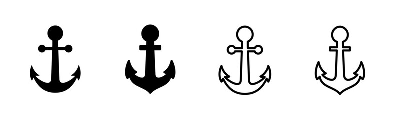 Anchor icon set. Anchor symbol logo. Anchor marine icon.