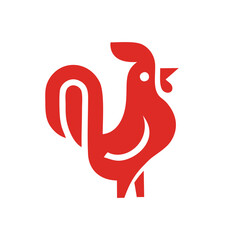 Stylized Red Rooster Mascot Logo Design Vector Icon
