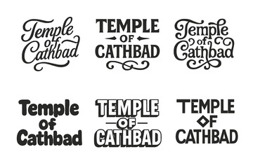 Obraz premium Temple Lettering Variations. Temple of Cathbad. Set lettering. harmonious lettering variations of the same emblematic concept, each with different artistic