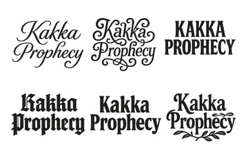 Kakka Prophecy Emblems. Kakka Prophecy. Set lettering. harmonious lettering variations of the same emblematic concept, each with different artistic