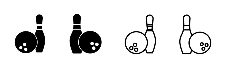 Bowling icon set. bowling ball and pin icon. bowling pins