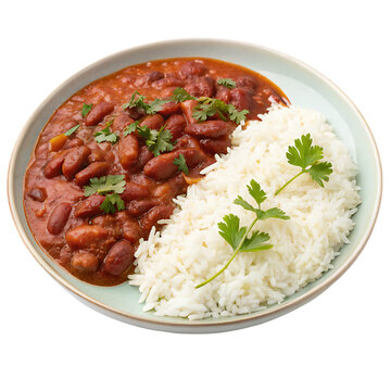 Rajma chawal plate meal isolated on transparent background png