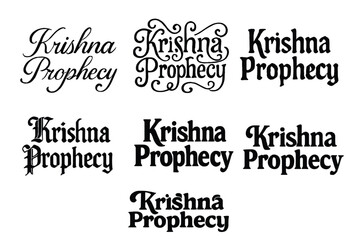 Obraz premium Krishna Lettering Variations. Krishna Prophecy. Set lettering. harmonious lettering variations of the same emblematic concept, each with different artistic